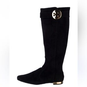Tory Burch Black Suede Knee-High Boots
